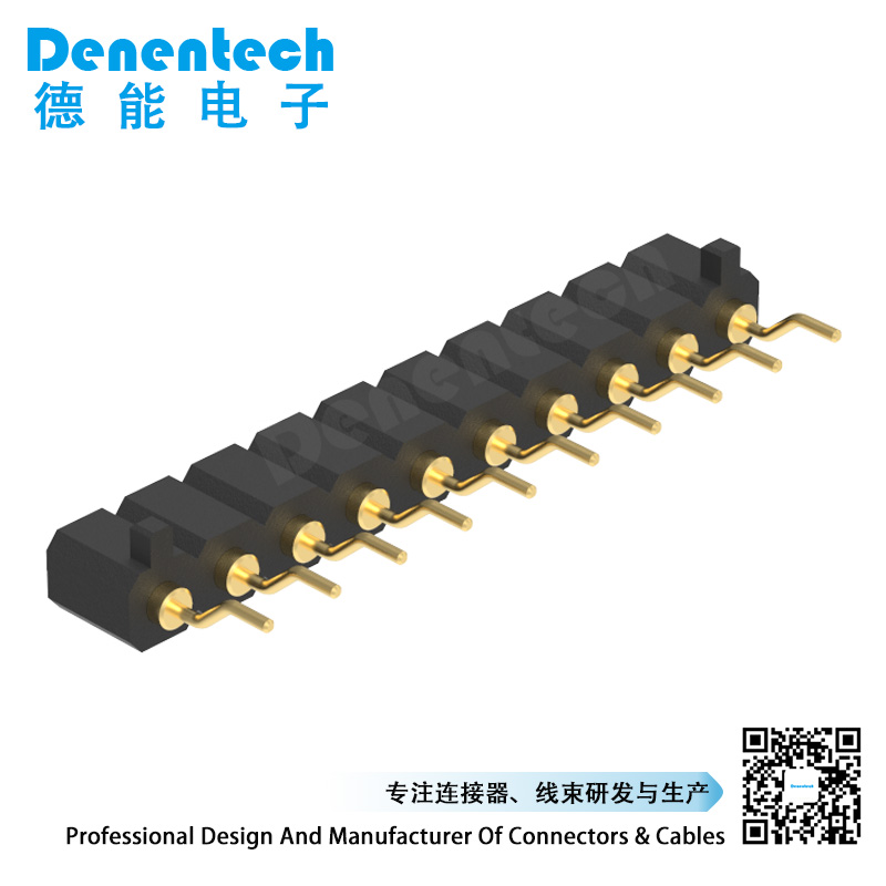 Denentech direct supply 3.0MM H4.0MM single row female right angle SMT pogo pin with peg